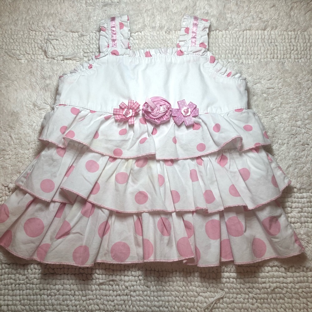 🌻24M Baby Q Ruffle Polka Dot Tank